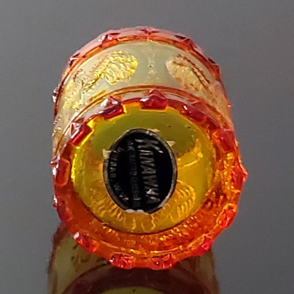 Glowing Kanawha Cadmium Amberina Glass American Eagle & Stars Toothpick Holder - Picture 11 of 16